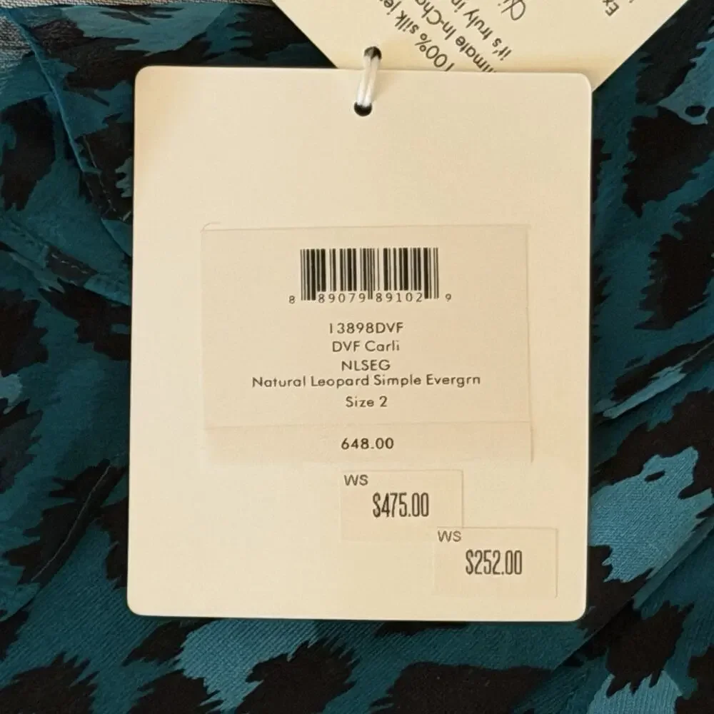 Diane Von Furstenberg DVF Carli Wrap Dress 2 Teal Leopard Silk Jersey NWT - Picture 9 of 12